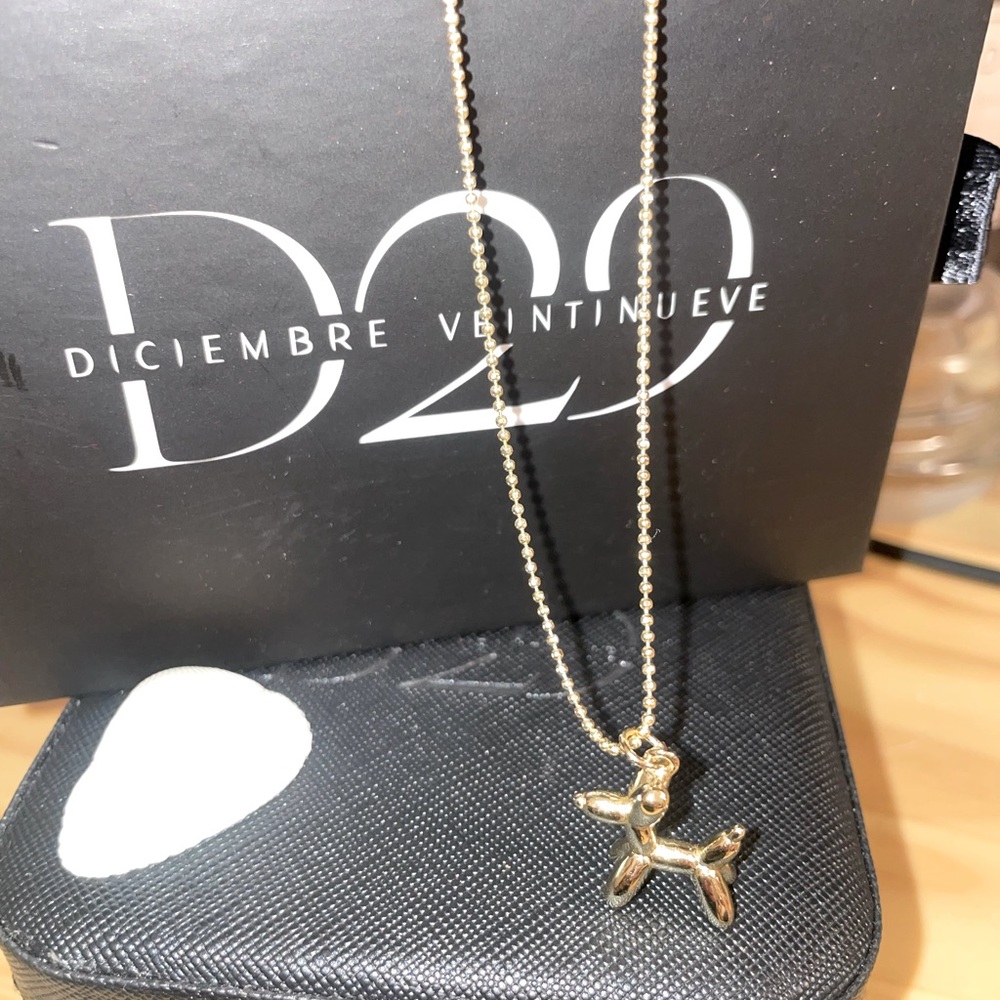 Gold Balloon Dog 16 inch Necklace